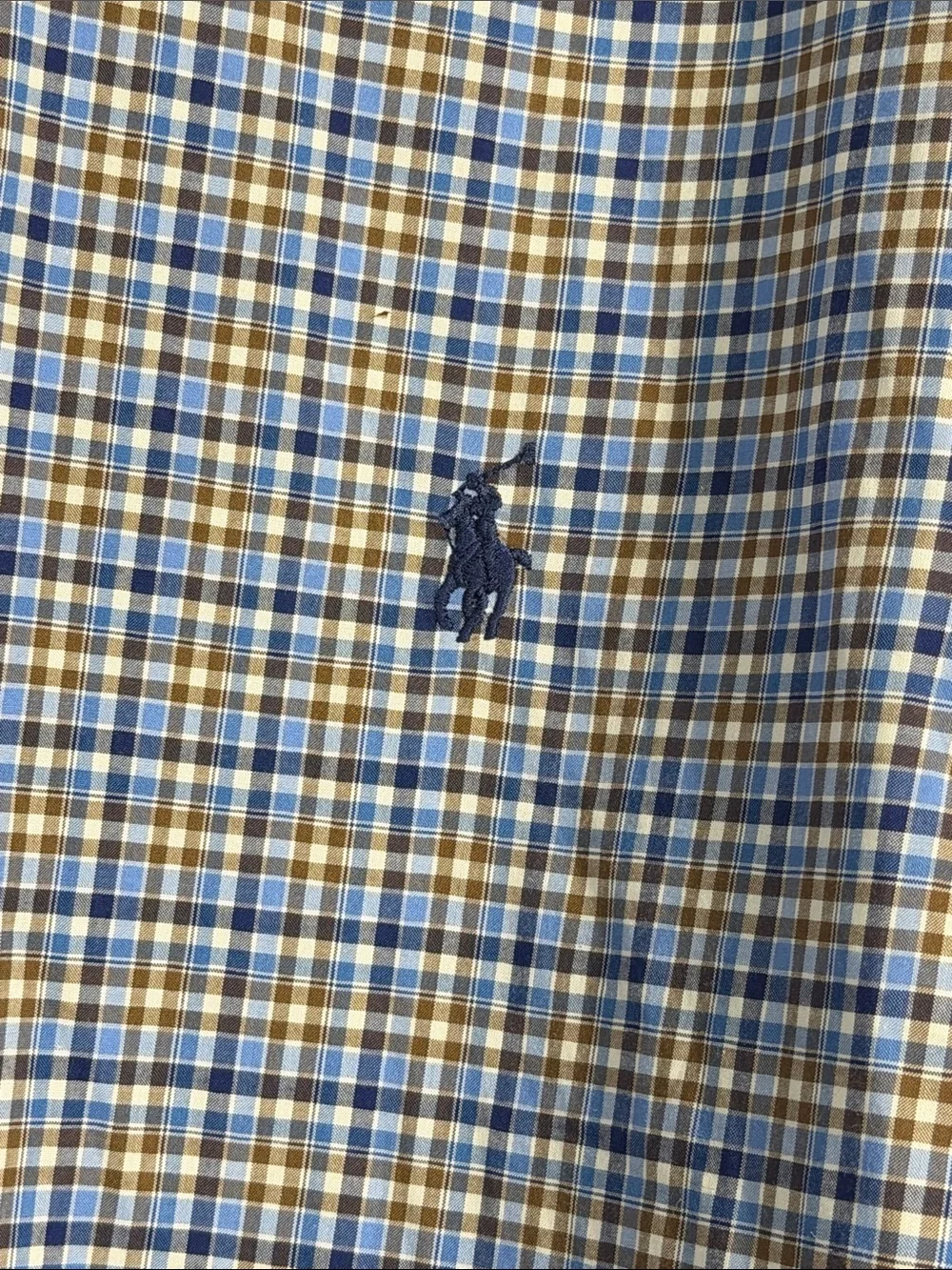 Ralph Lauren 100% Cotton‎ Stretch Plaid Shirt Blue Brown XXL